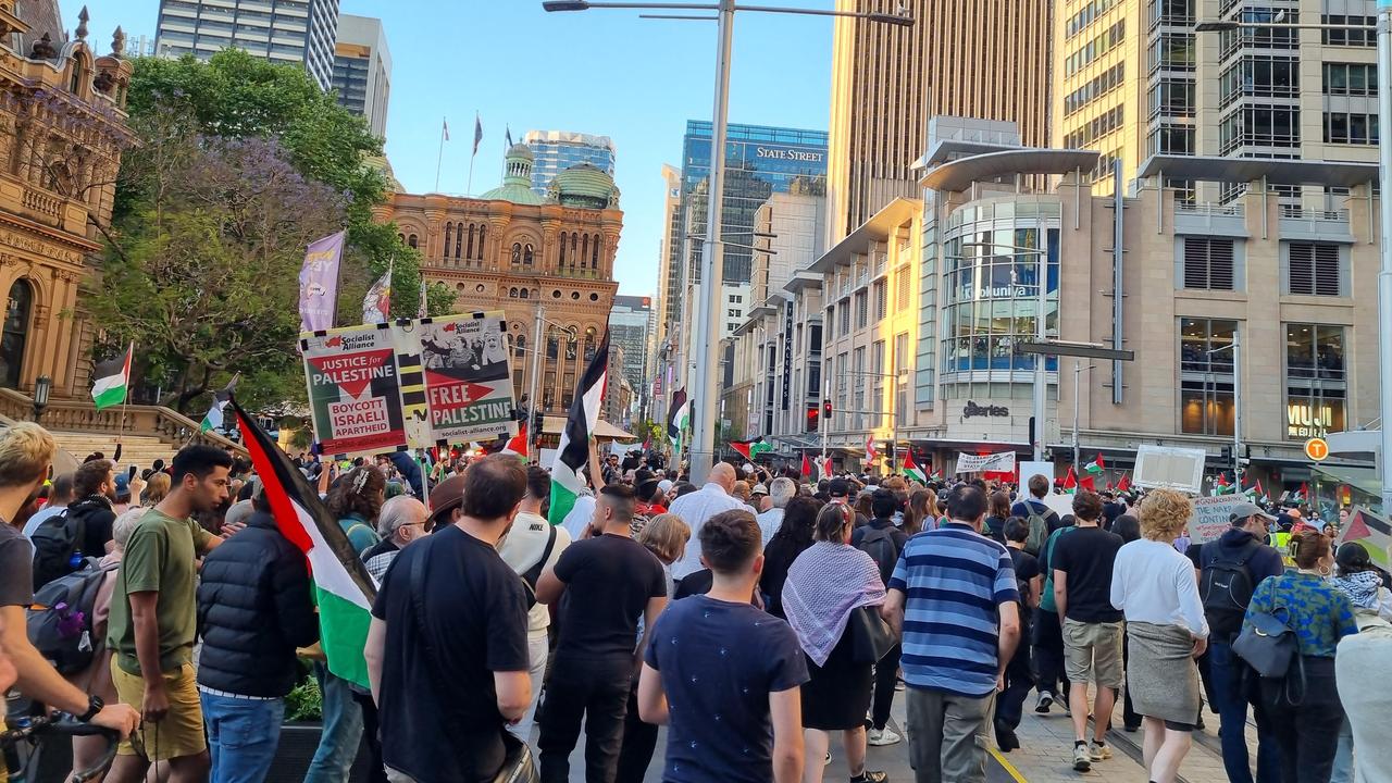 The protesters marched through the street of Sydney to Circular Quay. Picture: News.com.au / Jasmine Kazlauskas