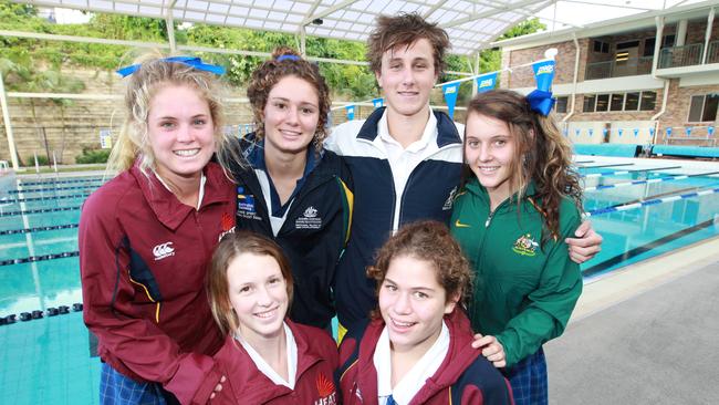 Hayley Raso when she was 16 at Emmanuel College in Carrara. From L-R Back row first Emma Dick 16 ,Rebecca Degnian 16 Cameron McEvoy , Hayley Raso 16 ,Casidhe Simmons 16 and Ellen Scott Young 14 .