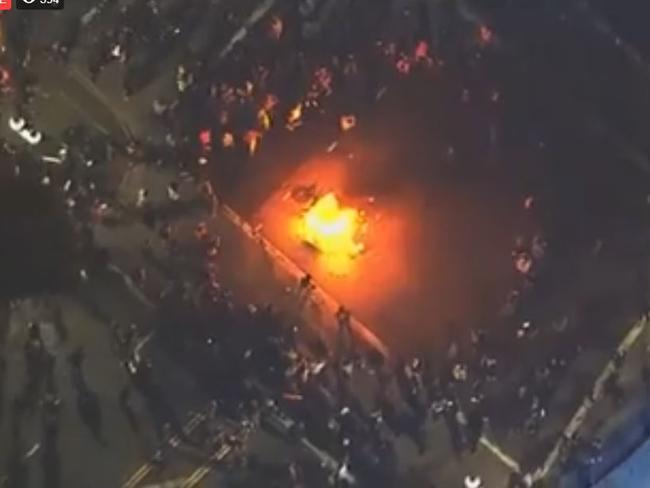 People protesting against Donald Trump being elected US president in Denver. Source CBS Denver Facebook.