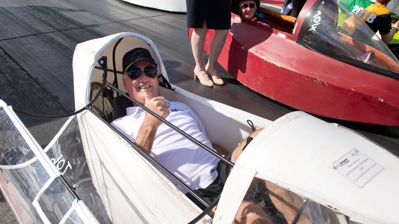 Mayor Greg Williamson at the celebrity human-powered vehicle race at Palmyra Dragway on Friday 17 May 2019.