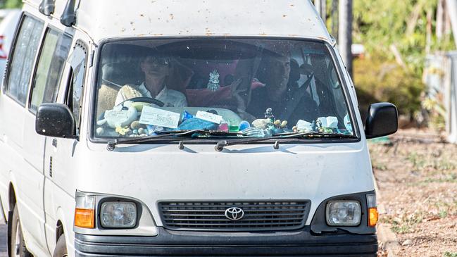 Peter Scammell is driven away from the Darwin Local Court after testifying on Friday. Picture: Pema Tamang Pakhrin