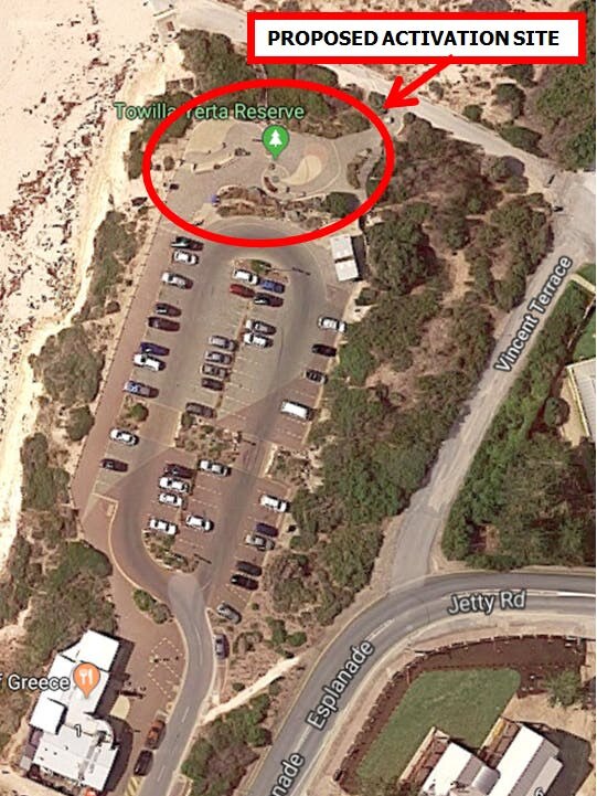 The proposed location of a beach bar at Port Willunga this summer.