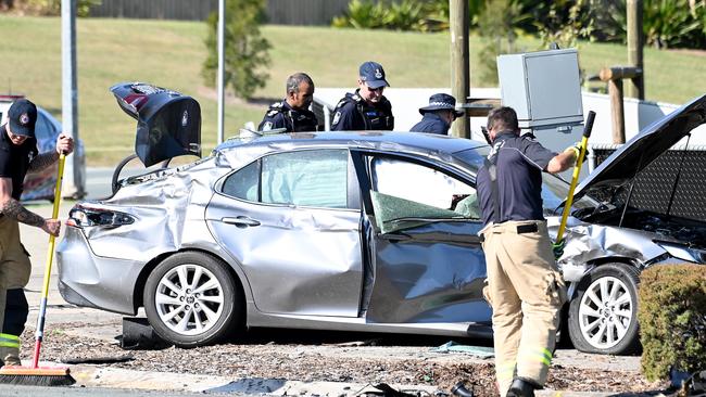 Police allege the tragedy struck the McClintock-Dohles Rocks Rd intersection in northern Brisbane.Picture: NewsWire / John Gass