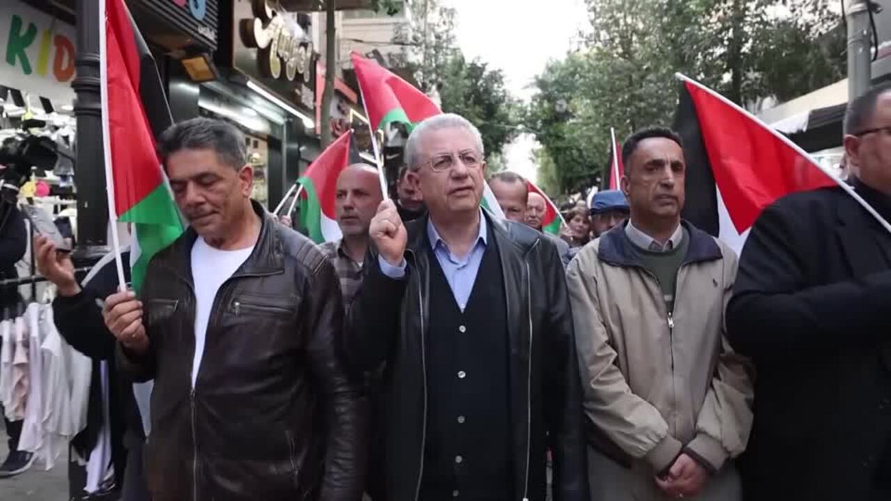 Palestinians in West Bank protest Israel's Gaza bombings