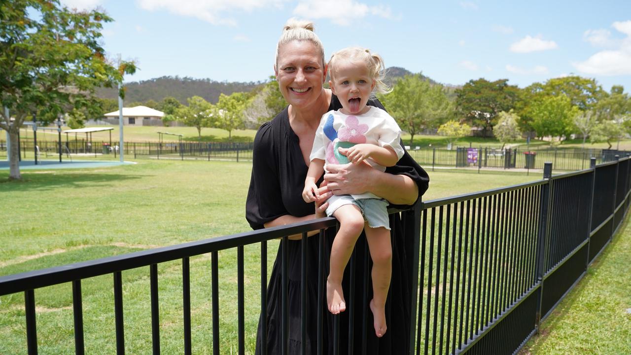 Division 6 representative Councillor Suzy Batkovic with playground visitor Poppy Shaw at the new Riverside Green Park at Douglas. Picture: Supplied.