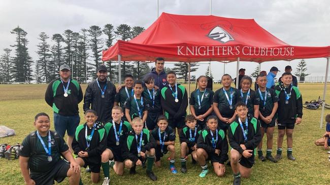 Sydney Roosters young gun Joseph Suaalii helps out at junior rugby league carnival. Source: Supplied