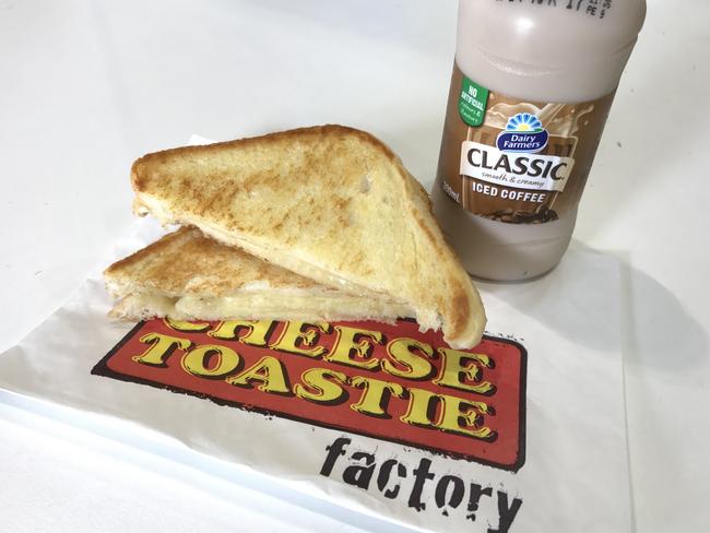 Get among the cheese toastie and iced coffee for $5. Picture: Jenifer Jagielski