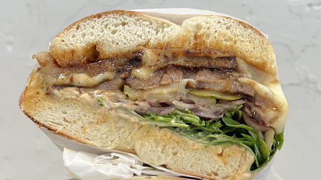 The 'Drop the Beef' bagel at O Bagel in Brisbane City.