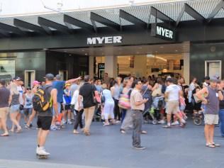 Melbourne Australia - December 5, 2015: People shop at famous Myer department store in Melbourne Australia.