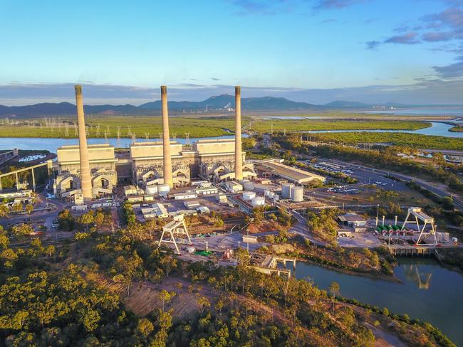 An aerial image captured by a drone of Gladstone Power Station.