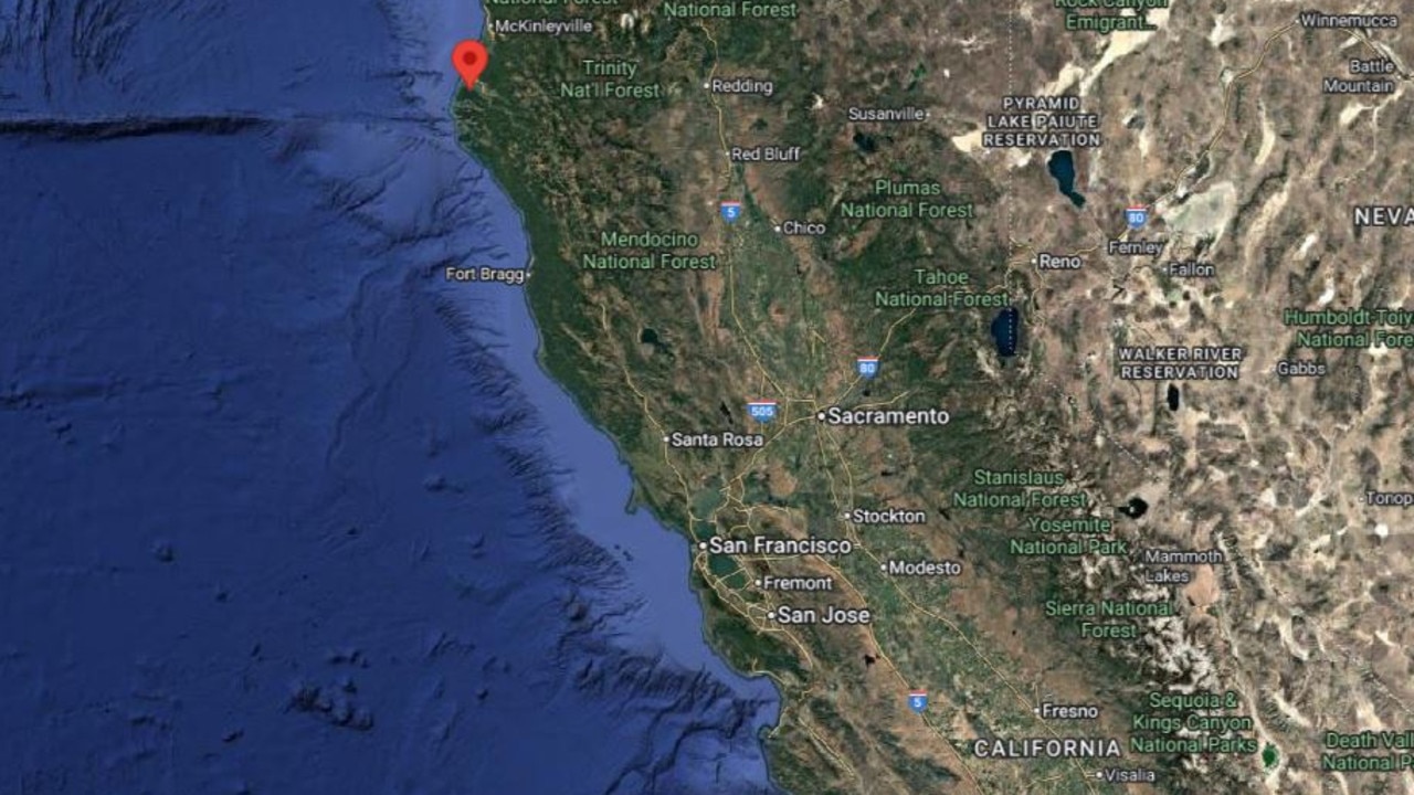 Ferndale (red marker) is located in northern California. Picture: Google