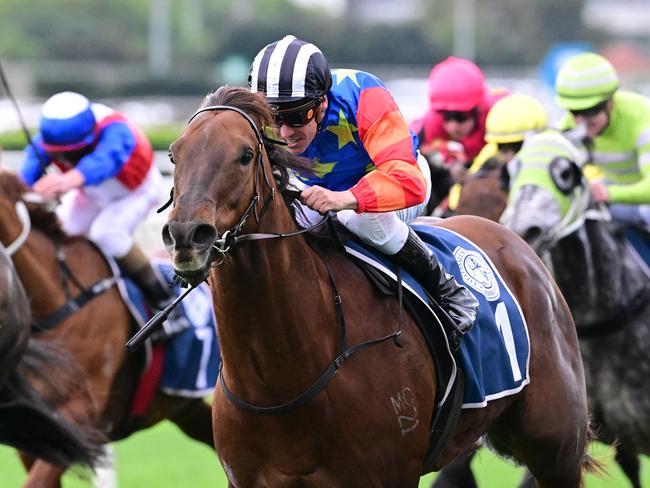 Bella Nipotina powers to victory in the Group 1 Tattersall's Tiara for trainer Ciaron Maher and jockey Ryan Maloney. Picture: Grant Peters - Trackside Photography