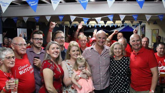 Re-elected Member for Gladstone Glenn Butcher celebrates securing his third consecutive term in Queensland parliament with family, friends and supporters at the Gladstone Yacht Club. Picture: Rodney Stevens