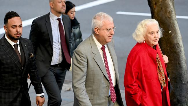 Frank Zumbo (centre) with instructing solicitor Michael Moussa (left), junior counsel Timothy Kent (second from left) and barrister Carolyn Davenport (right). Picture: Jeremy Piper