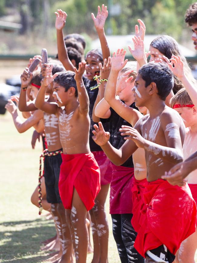 Traditional dances marked the start of the Australia Day ceremony in Eidsvold.