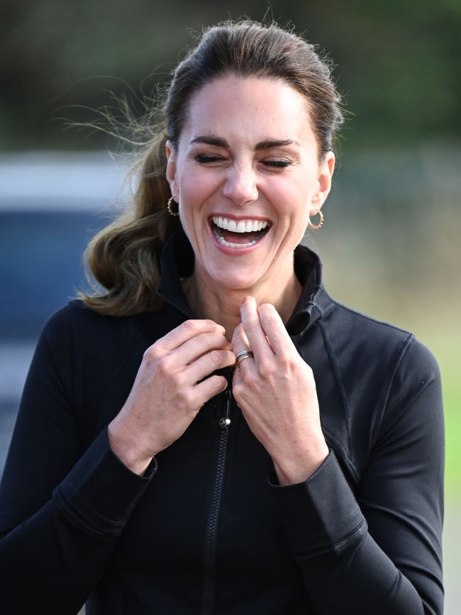 LONDONDERRY, NORTHERN IRELAND - SEPTEMBER 29: Catherine, Duchess of Cambridge visits the City of Derry Rugby Club on September 29, 2021 in Londonderry, Northern Ireland. (Photo by Pool/Samir Hussein/WireImage)