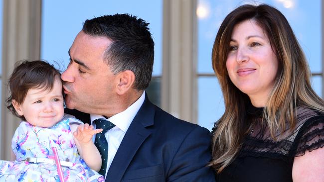 John Barilaro with wife Deanna and daughter Sofia, then aged one, in 2016. Picture: AAP Image