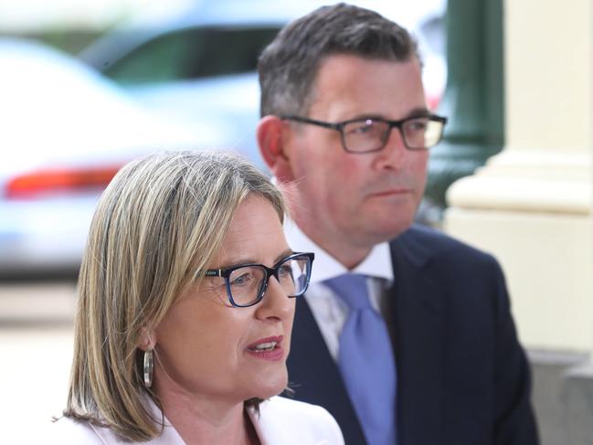 MELBOURNE, AUSTRALIA - NewsWire Photos, DECEMBER 5, 2022. Victorian Premier Daniel Andrews and deputy Premier Jacinta Allan, hold a press conference after the swearing in of his government at Government House in Melbourne. Picture: NCA NewsWire / David Crosling