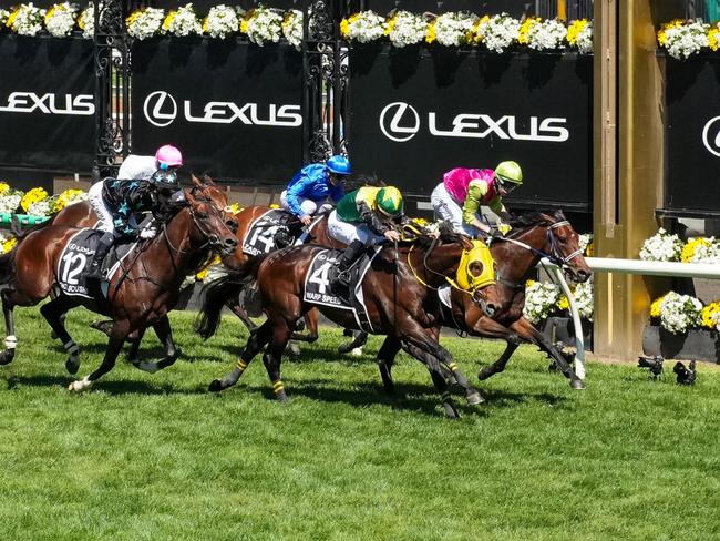 Knight's Choice ridden by Robbie Dolan wins the Lexus Melbourne Cup at Flemington Racecourse on November 05, 2024 in Flemington, Australia. (Photo by George Sal/Racing Photos via Getty Images)