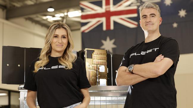 Fleet Space founders, CEO Flavia Tata Nardini and chief exploration officer Matthew Pearson. Picture: Emma Brasier