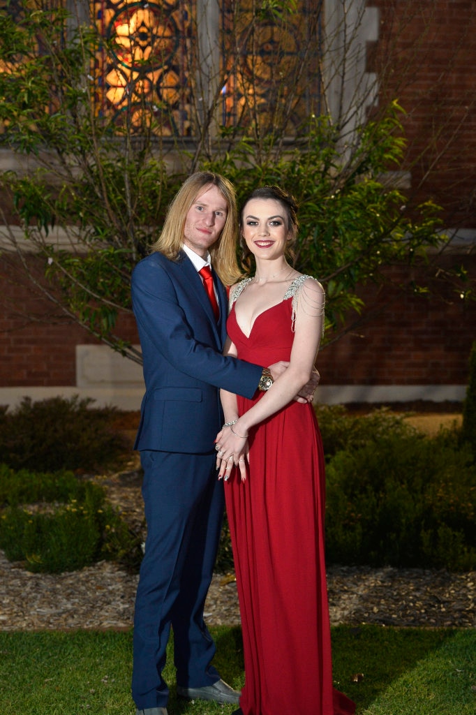 Joseph King partners graduate Tyler Swanton to Toowoomba Flexi School formal at Empire Theatres, Thursday, November 9, 2017. Picture: Kevin Farmer