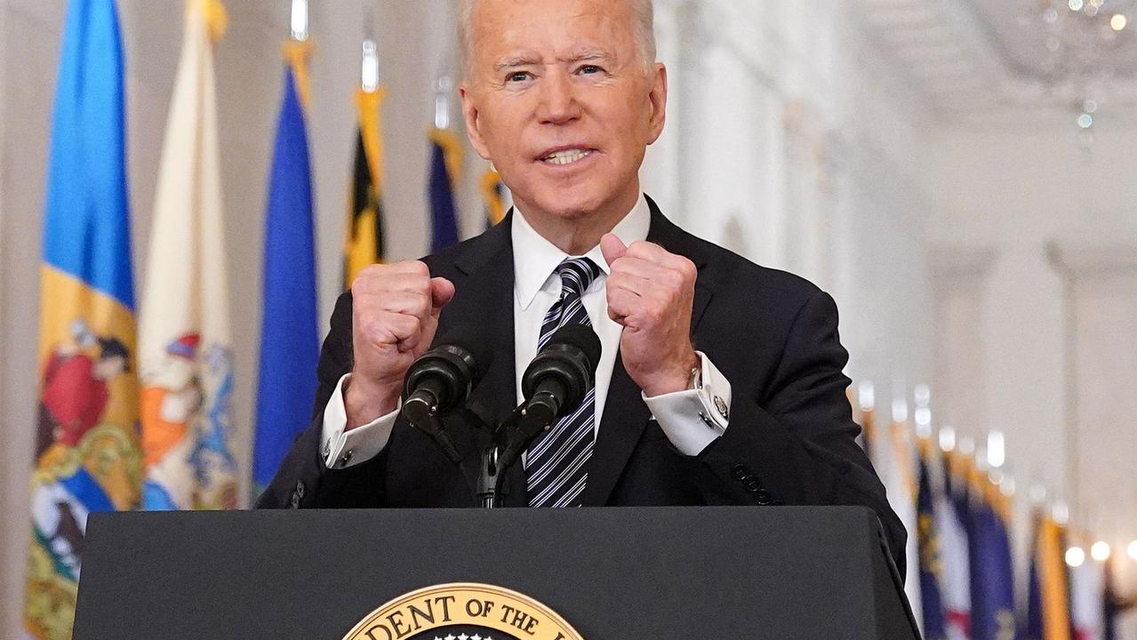 US President Joe Biden speaking at the White House this evening. Picture: Mandel Ngan/AFP