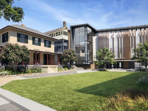 Indicative design of proposed restored Barham House and multipurpose building, viewed from main lawn. Picture: TKD Architects