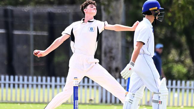 Brisbane Grammar School bowler Hayden Dalmazzo earlier this season - he had a good season for the Gators as well. Picture, John Gass