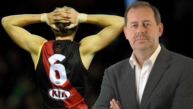 Joe Daniher laments a missed shot ... a critical problem at Essendon, says Andrew Capel.