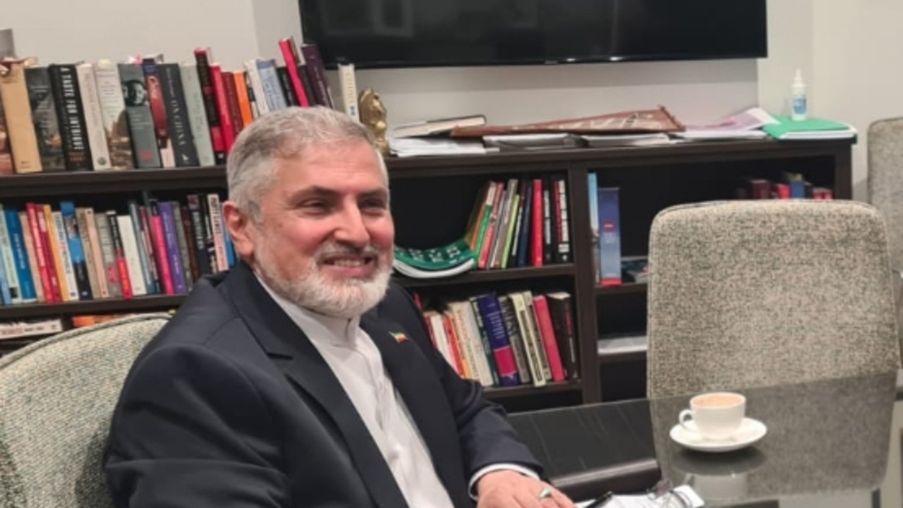 Iran’s ambassador to Australia, Ahmad Sadeghi, praised slain Lebanese terrorist leader Hassan Nasrallah. Picture: Twitter