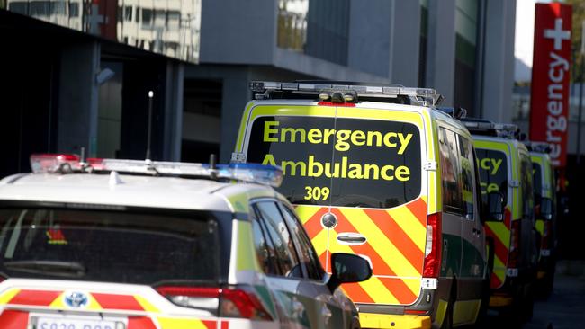 Ambulances at the Royal Adelaide Hospital. Picture: NCA NewsWire / Kelly Barnes