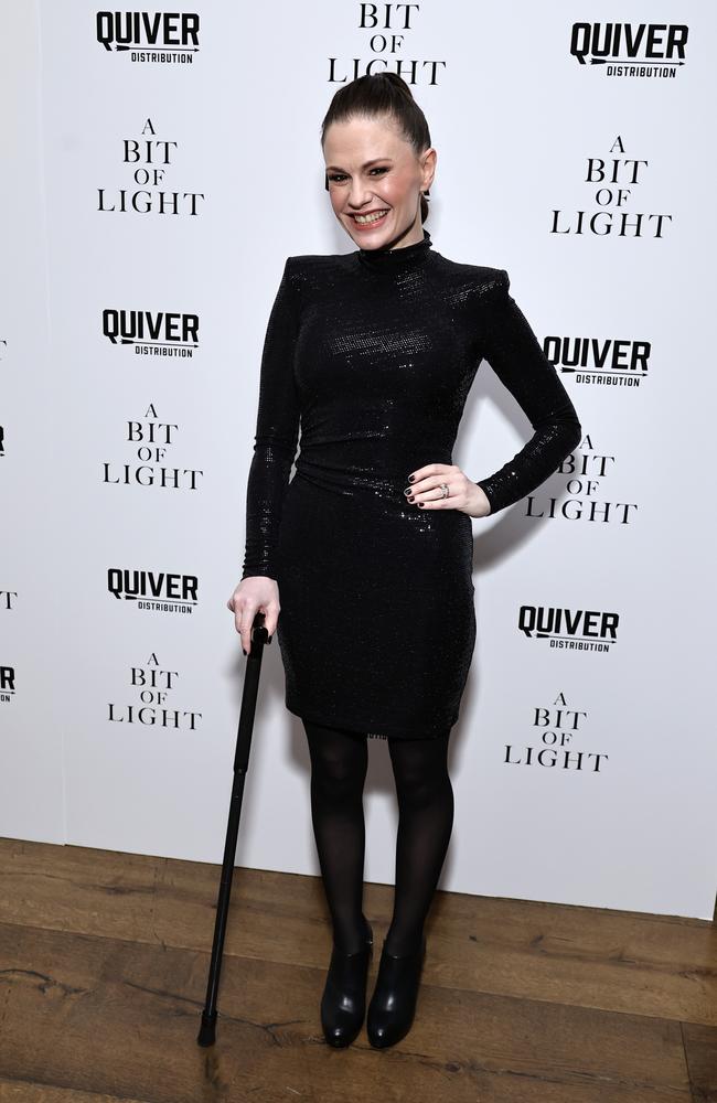 Paquin was using a cane as she hit the red carpet for the premiere. Picture: Theo Wargo/Getty Images