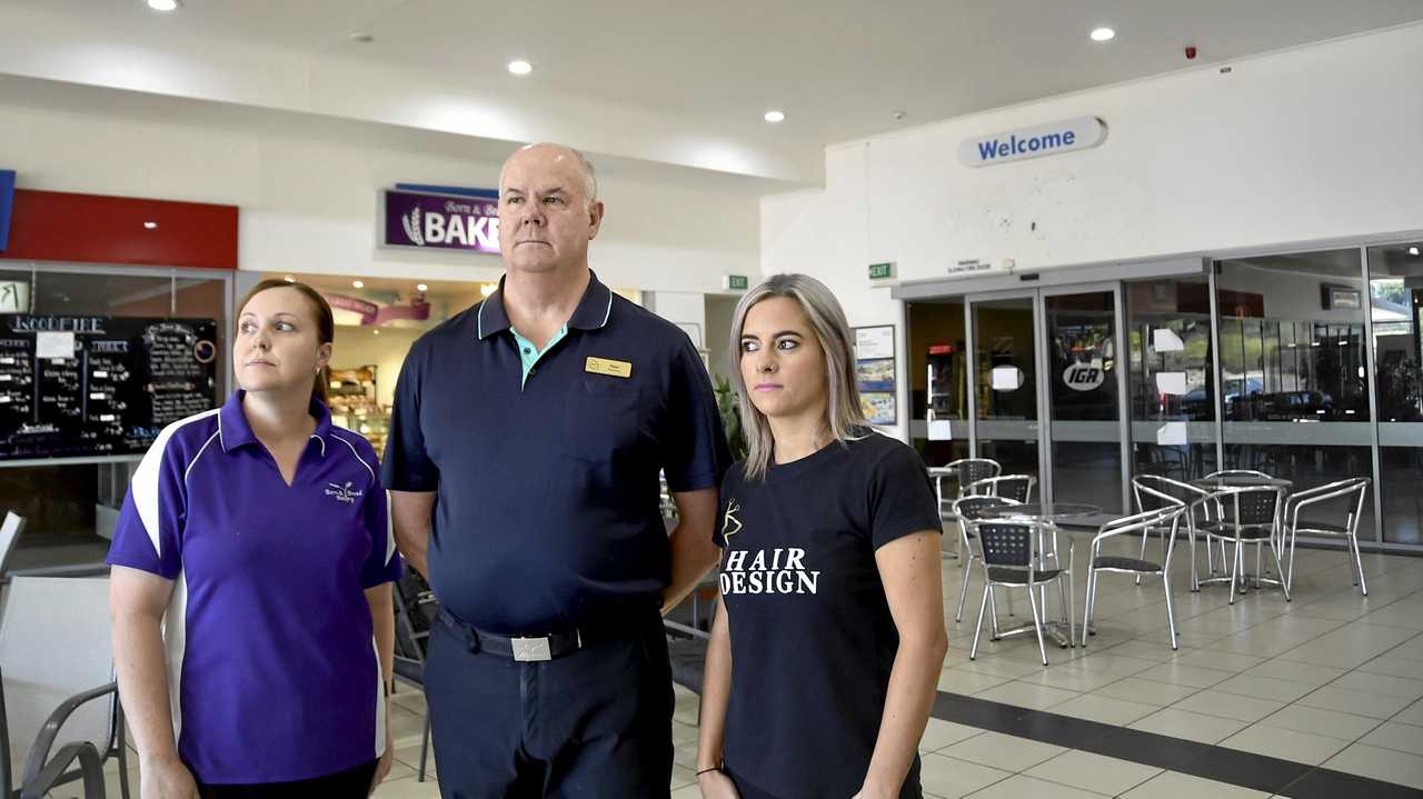 Bridge Street Plaza tenants have struggled since IGA closed. From left; Alison Reeves - Born & Bread Bakery, Peter Degnian - Plaza Pharmacy and Kristy Sharpley - R Hair Design. February 2018. Picture: Bev Lacey