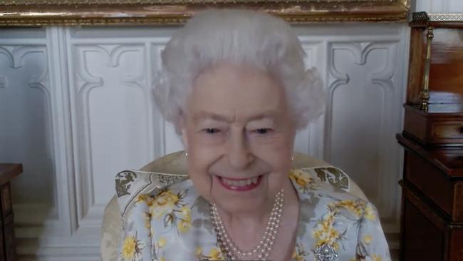 The Queen pictured during a virtual visit to a London hospital last week. Picture: Getty Images