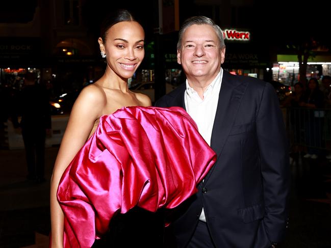 Zoe Saldana was at the Critics Choice Awards but Sarandos still opted to stay clear of the Emilia Perez table. Picture: Matt Winkelmeyer/Getty Images for Netflix