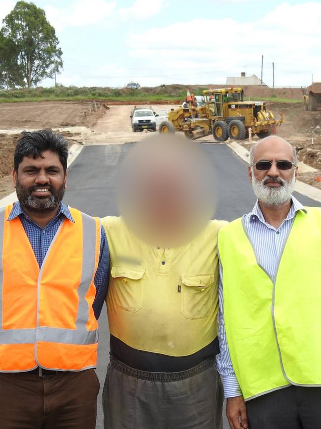 Qartaba Homes directors Kashif Aziz, left, and Wajahat Rana in 2017 at the construction of one of its southwest Sydney projects.