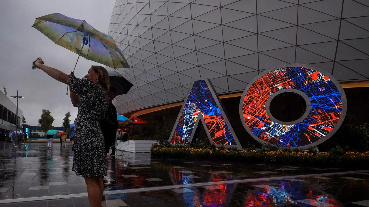 Rain has delayed play on the outside courts at Melbourne Park today. Picture: AFP