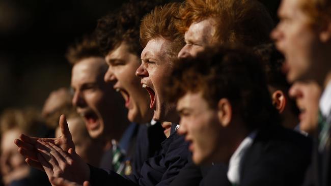 St Patrick's College fans cheer during the Shield Grand Final. Picture: Daniel Pockett/AFL Photos/via Getty Images