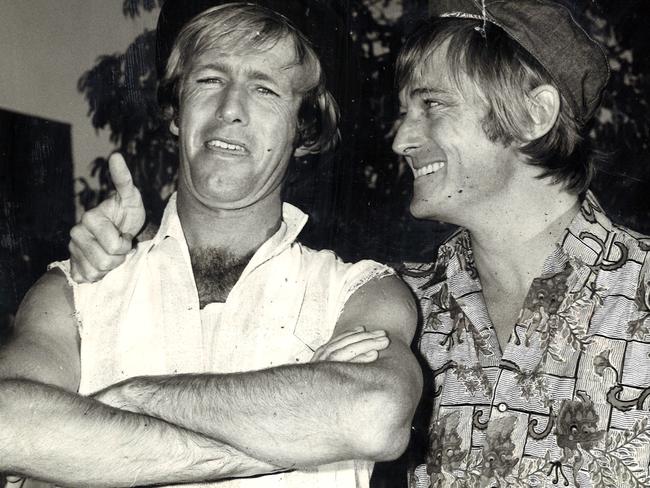 Egglishaw was allegedly involved in a tax-avoidance scam that led to a 10-year dispute between the ATO and Comedians Paul Hogan (l) and John Cornell. Picture: Herald Sun