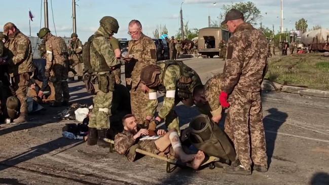 Video released by the Russian Defence Ministry shows Ukrainian service members after surrendering the Azovstal steel plant in Mariupol. Picture: AFP.