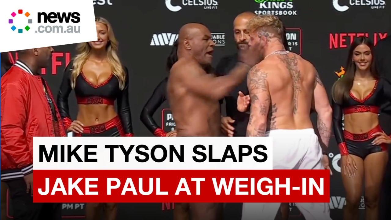 Mike Tyson and Jake Paul face off at weigh-in before historic fight