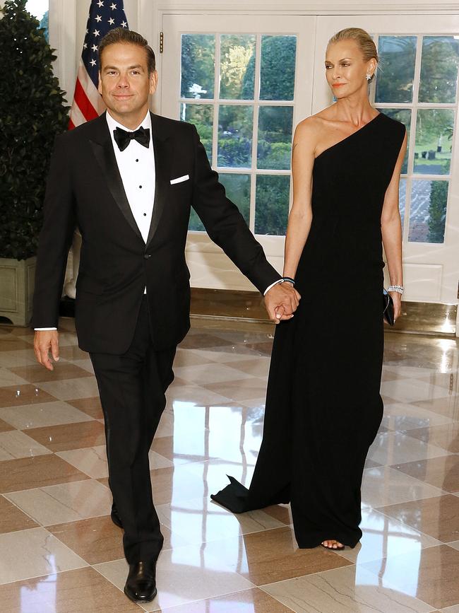 Lachlan Murdoch and Sarah Murdoch arrive for the State dinner.