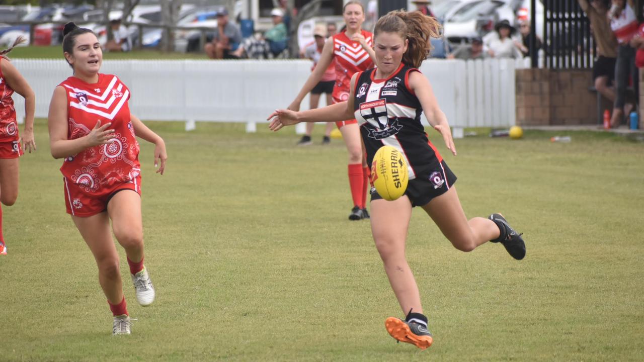 Alana Gee in the North Mackay Saints and Eastern Swans clash in the senior women's McDonald's Mackay Cup, August 21, 2021. Picture: Matthew Forrest