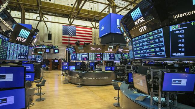 A deserted New York Stock Exchange. Picture: AP.