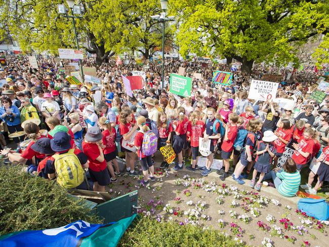 Climate strike rally in Hobart. Picture: RICHARD JUPE