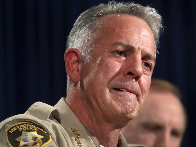 Clark County Sheriff Joe Lombardo said police are still trying to work out whether Stephen Paddock had an accomplice. Picture: Steve Marcus/Las Vegas Sun via AP.