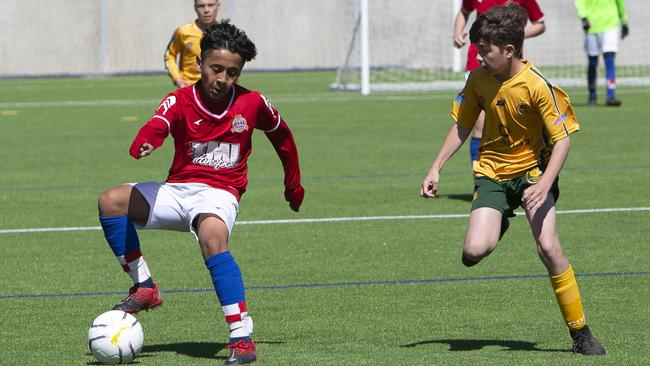 A Raiders player weaves some magic in his under-12 game against Cumberland United. Picture: Emma Brasier