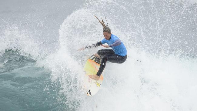 Courtney Conlogue during the final of the 2016 Rip Curl Pro at Bells Beach. Picture: Stephen Harman