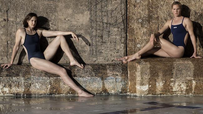 Olympic swimmers Cate Campbell, left, and sister Bronte at Bronte Baths this week Picture: Getty Images