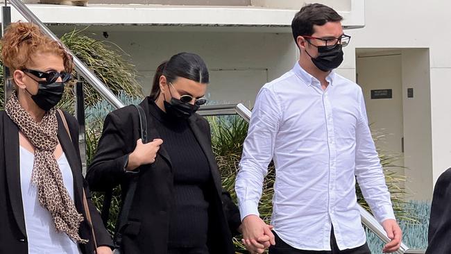 Deanna Azabal with her husband Ivan leaving Wollongong Courthouse on Monday. Picture: Dylan Arvela